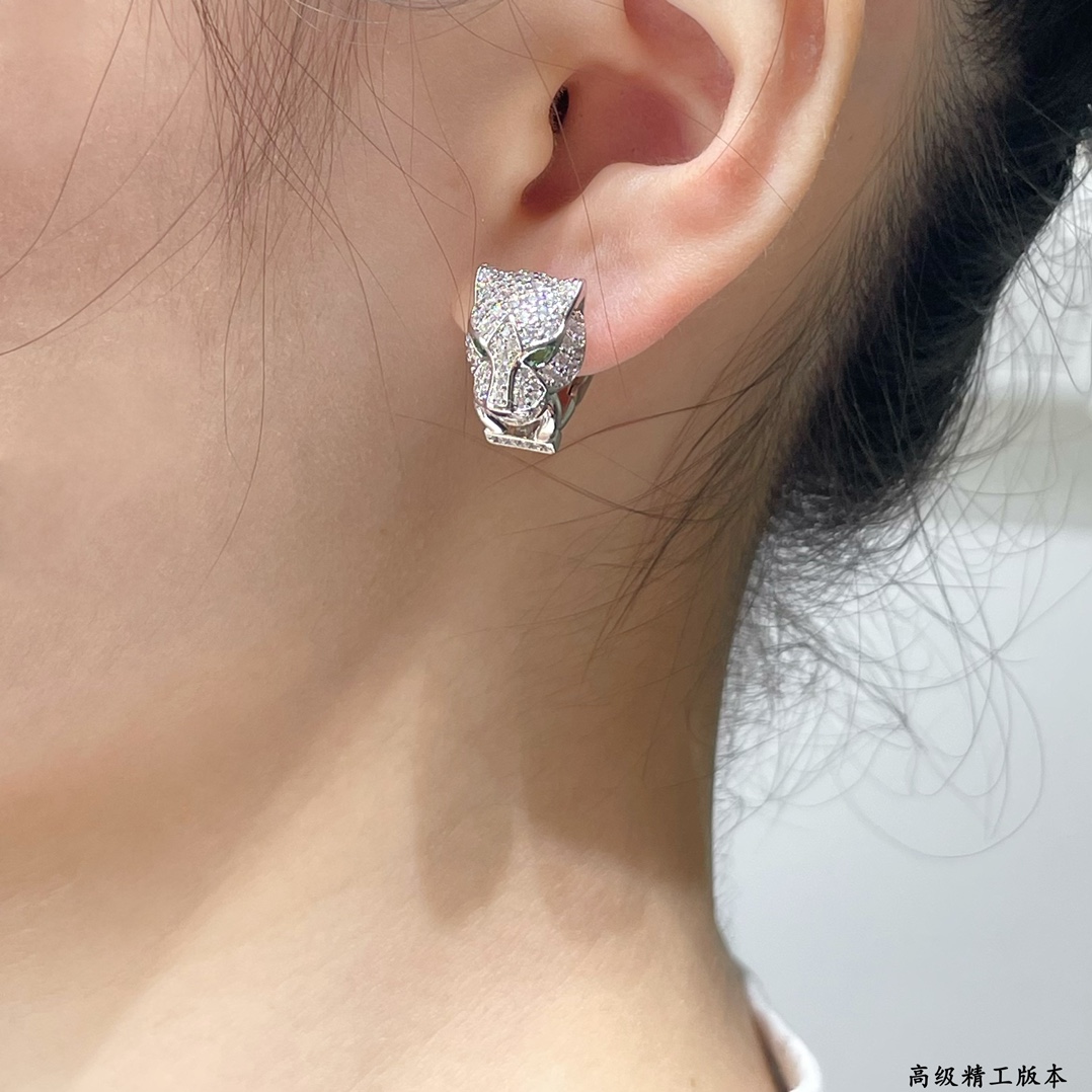 18K 하이엔드 미러급 까르띠에 팬더드 파베 귀걸이 (구성품 풀박스)