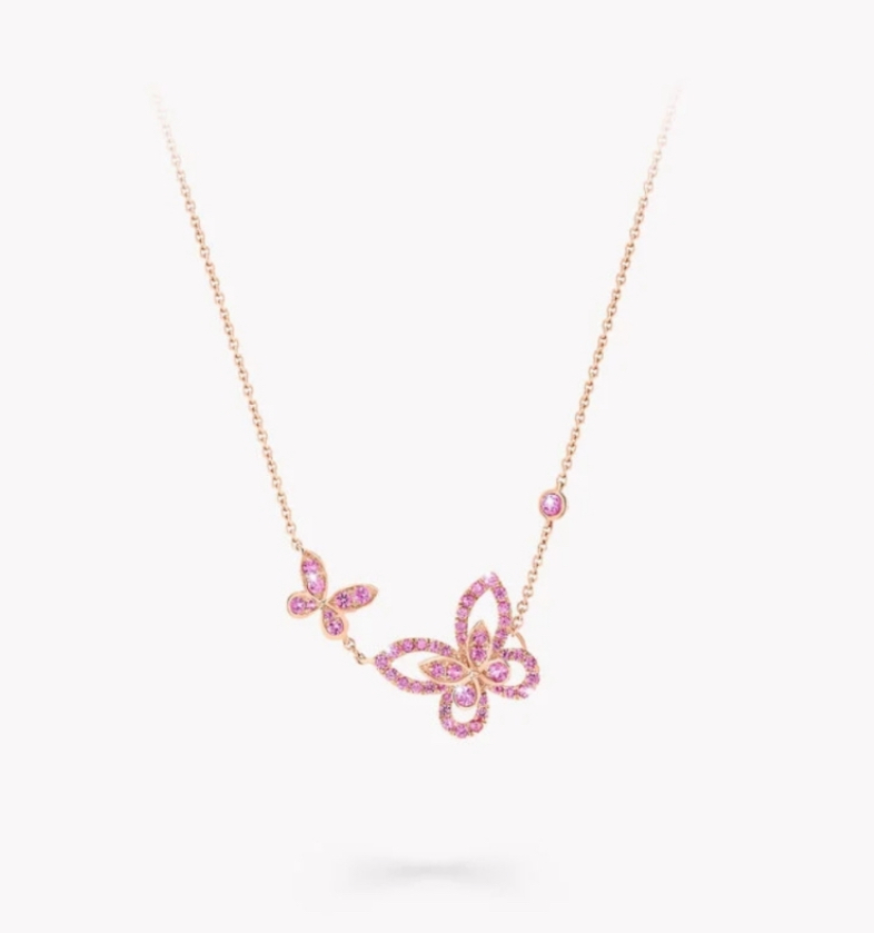 18K 하이엔드 미러급 그라프 더블 버터플라이 실루엣 목걸이