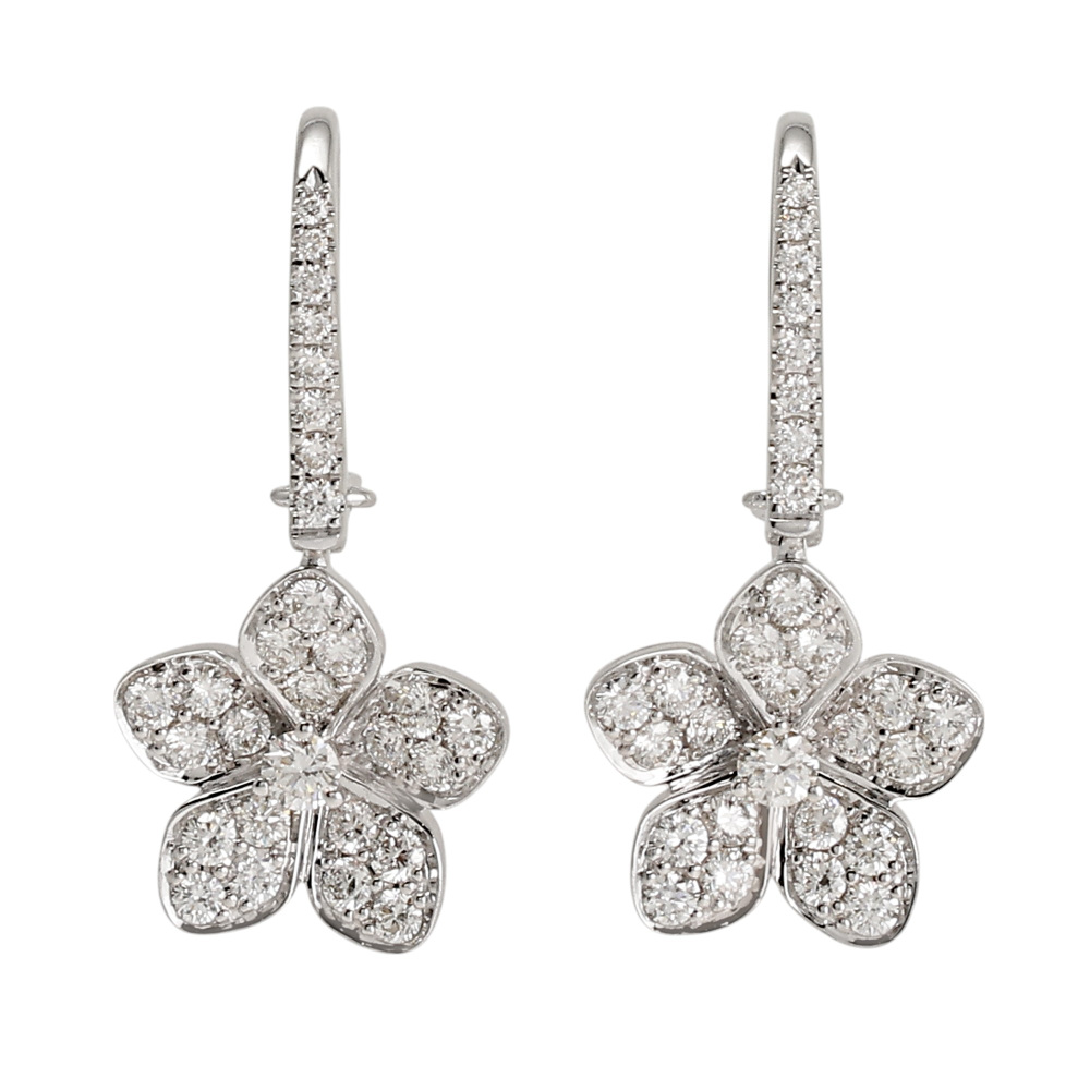 18K 하이엔드 미러급 그라프 와일드 플라워 드롭 귀걸이