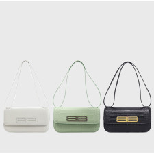 발렌시아가 BB 가십 체인 크로스 백 크로커다일 엠보싱