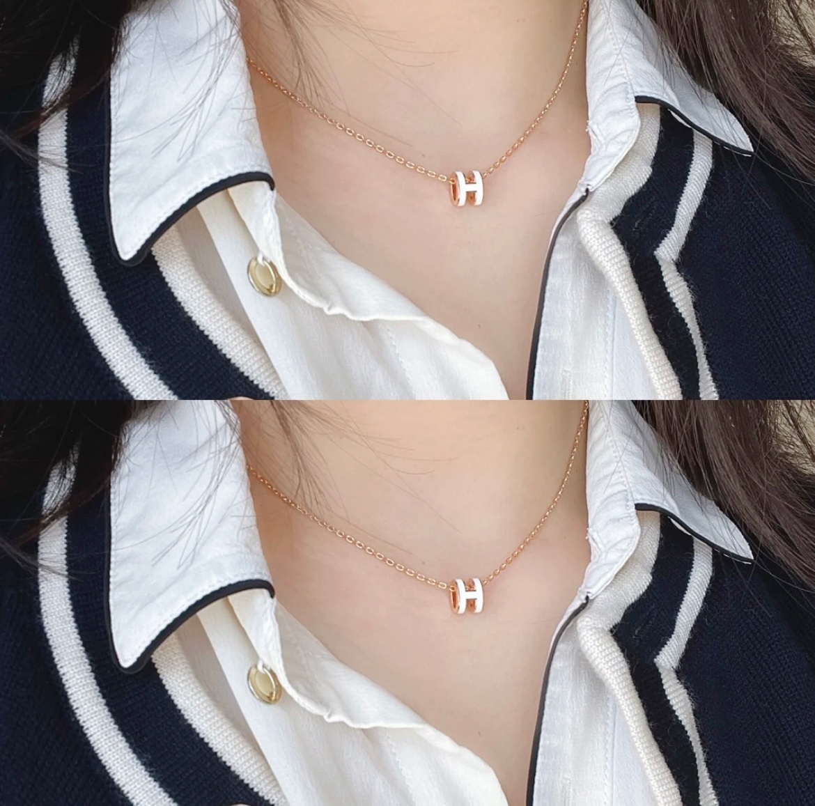 18K 하이엔드 미러급 에르메스 팝아슈 화이트 미니 목걸이 (구성품 풀박스)