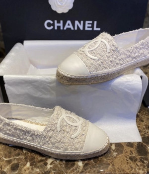 샤넬 트위드 CC Espadrille 크림