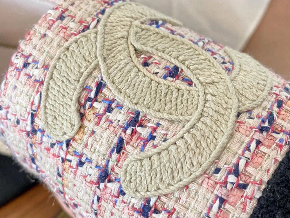 샤넬 트위드 CC Espadrille 핑크 블랙
