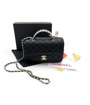 (국내배송) [CHANEL] 샤넬 시즌 램스킨 & 골드 메탈 탑핸들 플랩백