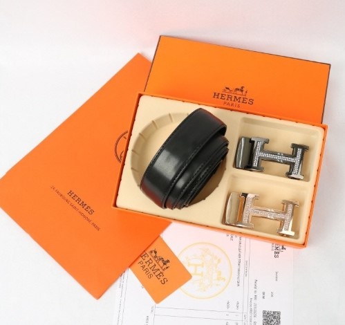 (국내배송) 에르메스 투버클 컷팅 큐빅로고 블랙 벨트