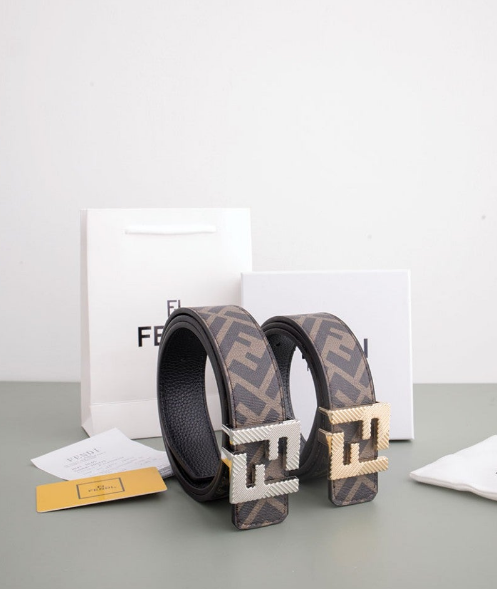 (국내배송) 펜디 FF 라운디드 리버시블 레더 벨트