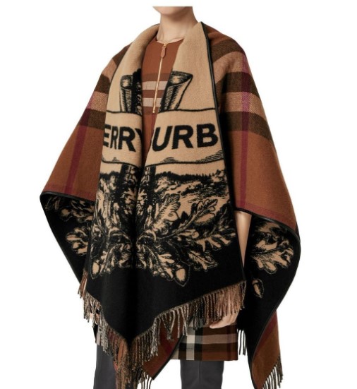 (국내배송) 버버리 리버서블 EKD 체크 울 케이프