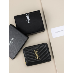 (국내배송) 생로랑 퀼트 처리된 가죽 소재의 CASSANDRE 생 로랑 MATELASSÉ 컴팩트 지갑