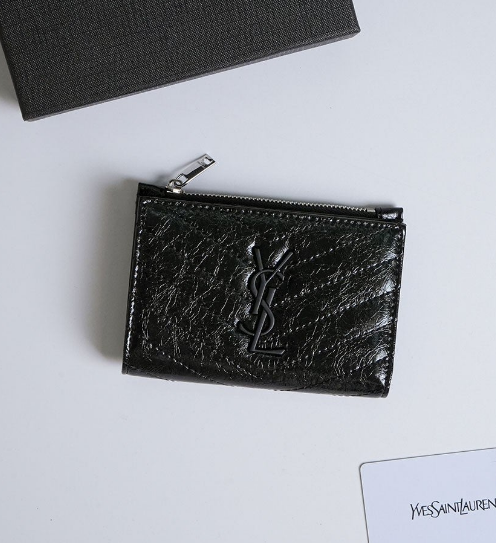 (국내배송) 생로랑 프라그망 빈티지 레더 지퍼 카드 케이스