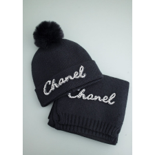(국내배송) 샤넬 로고 니트 모자 목도리 윈터 세트