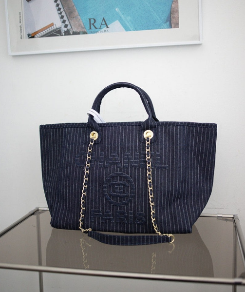 (국내배송) 샤넬 데님 스트라이프 쇼퍼백