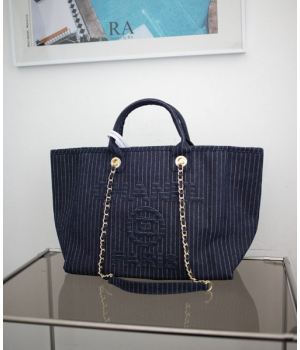 (국내배송) 샤넬 데님 스트라이프 쇼퍼백