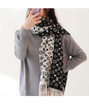 (국내배송) 루이비통 모노그램 로고 패턴 울 머플러