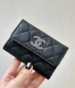 (국내배송) 샤넬 CC 레터링 플랩 캐비어 카드 지갑