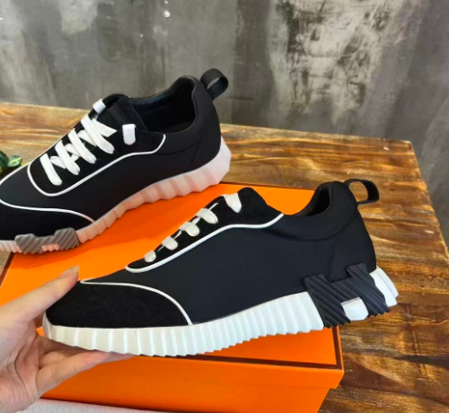 (국내배송) 에르메스 바운싱 스니커즈 테크니컬 저지 고트스킨 느와르 블랑