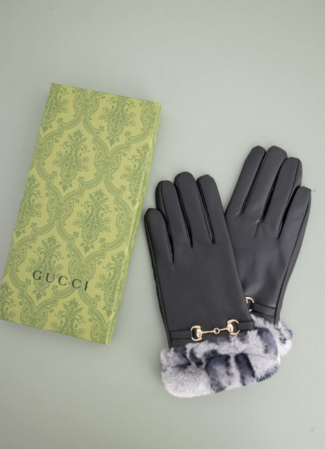 (국내배송) 구찌 레오파드 퍼 GG 인터로킹 레더 장갑