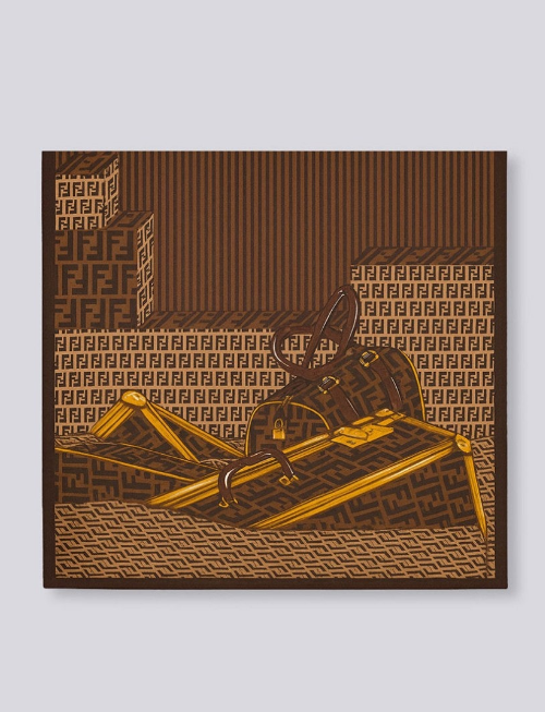 (국내배송) 펜디 FF 트렁크 실크 숄 스카프