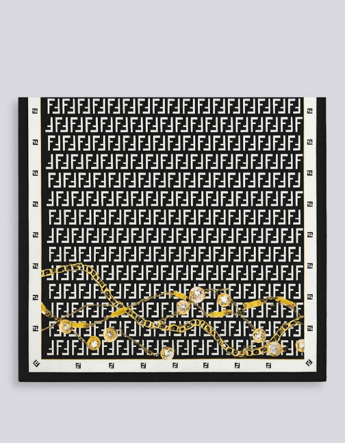 (국내배송) 펜디 FF 골드 체인 실크 숄 스카프