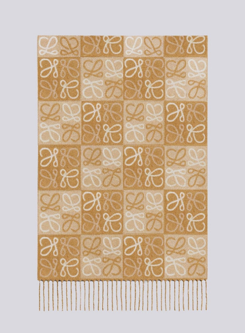 (국내배송) 로에베 스퀘어 믹스 아나그램 울 자카드 태슬 숄 머플러