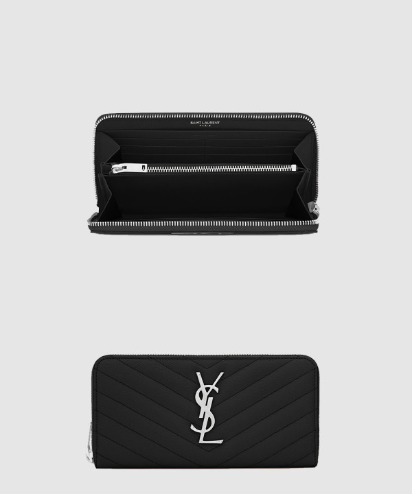 생로랑 마틀라세 모노그램 지퍼 장지갑 358094