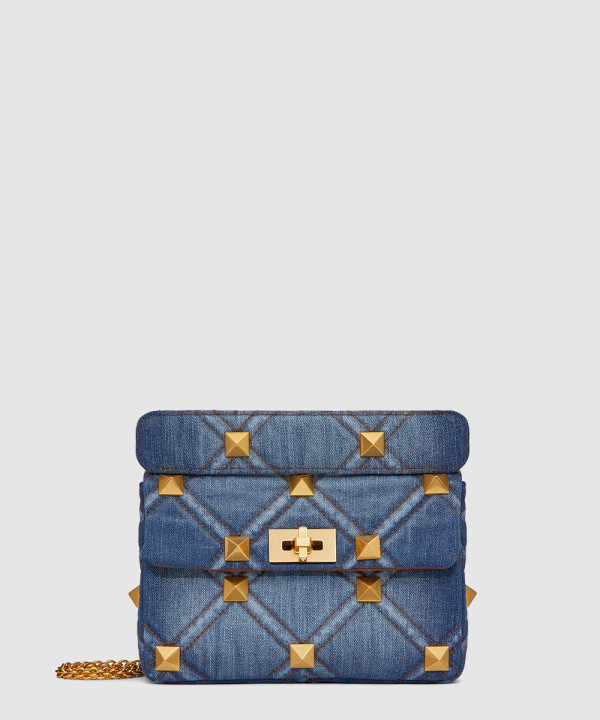 발렌티노 로만스터드 숄더백 데님