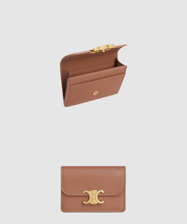 셀린느 샤이니 카프스킨 트리옹프 플랩 카드 지갑 10L583