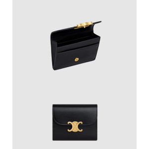 셀린느 트리옹프 플랩 카드 지갑 샤이니 카프스킨 10I583