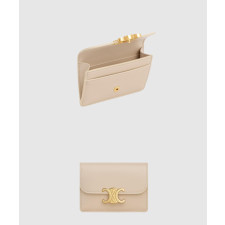 셀린느 트리옹프 플랩 카드 지갑 샤이니 카프스킨 10I583