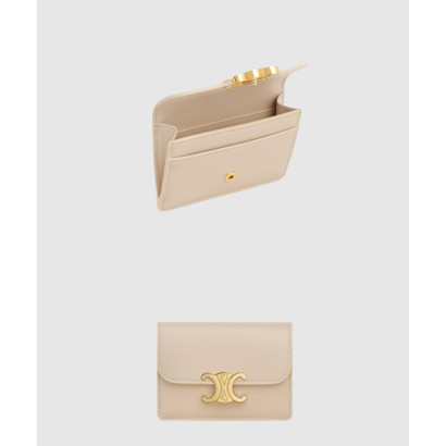 셀린느 트리옹프 플랩 카드 지갑 샤이니 카프스킨 10I583