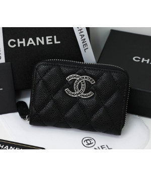 (국내배송) 샤넬 CC 레터링 지퍼 캐비어 카드 지갑