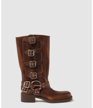 미우미우 가죽 바이커 부츠 5W792D