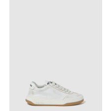 미우미우 로고 블리치드 레더 스니커즈 5E118E