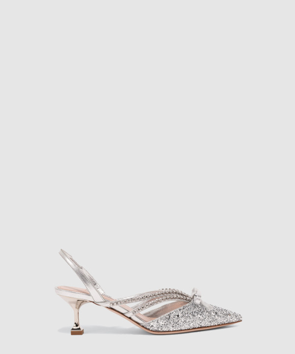 미우미우 글리터 크리스탈 슬링백 힐 5I402D