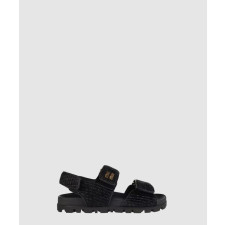 미우미우 스포티 라피아 우븐 패브릭 샌들 5X133E