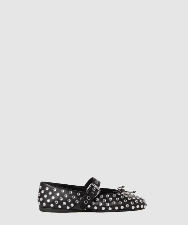 미우미우 비즈 스터드 발레리나 플랫슈즈 5F212E