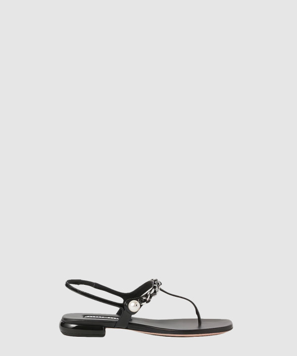 미우미우 펄 체인 스트랩 샌들 5Y142E