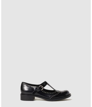 미우미우 T 스트랩 레더 메리제인 플랫 슈즈 5E303E