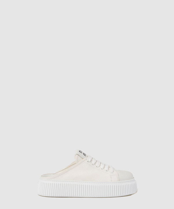 미우미우 로고 텅 플랫폼 스니커즈 뮬 5E888D