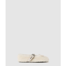 미우미우 시어링 퍼 버클 발레리나 5F272E