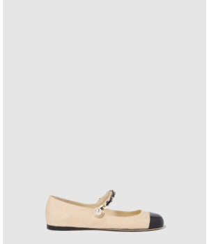 미우미우 펄 체인 발레리나 플랫 슈즈 5F131E