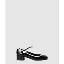 미우미우 투톤 페이던트 레더 메리제인 펌프스 5I435E