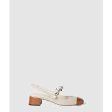 미우미우 투톤 캔버스 슬링백 5I045E