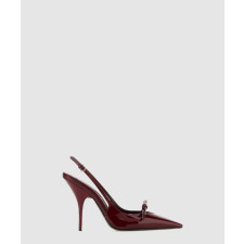 미우미우 보우 장식 페이던트 레더 슬링백 펌프스 5I015E