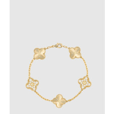 18K 하이엔드 미러급 반클리프 빈티지 알함브라 브레이슬릿 5모티브 기요세 다이아 4KN00