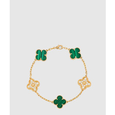 18K 하이엔드 미러급 반클리프 빈티지 알함브라 브레이슬릿 5모티브 말라카이트 7GQ00