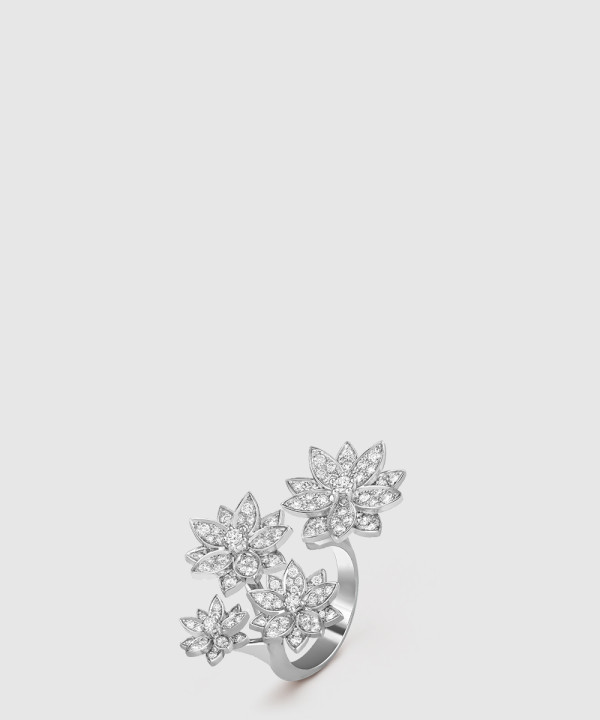 ​18K 하이엔드 미러급 반클리프 로터스 비트윈 더 핑거 링 플라워 4개 7TF00