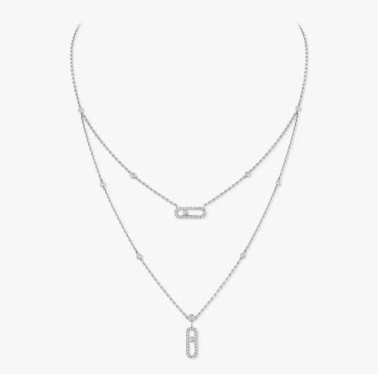 18K 하이엔드 미러급 메시카 무브 우노 2줄 파베 네크리스 7174