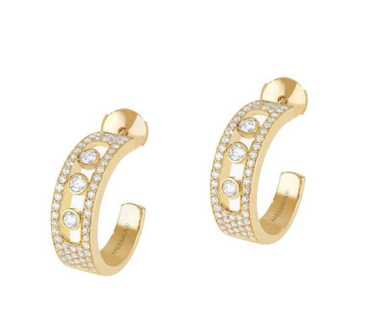 18K 하이엔드 미러급 메시카 무브 파베 후프 이어링