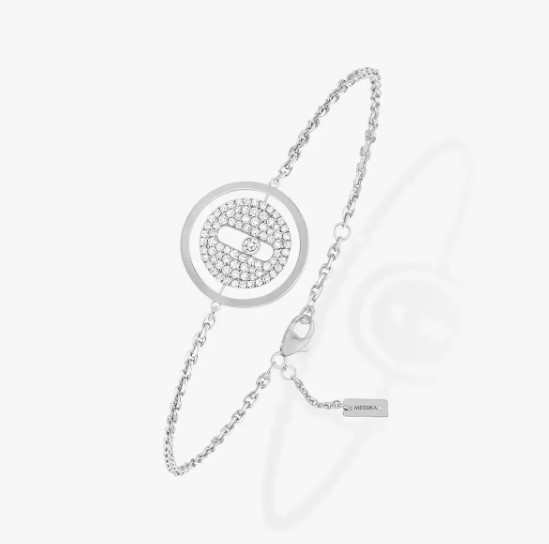 18K 하이엔드 미러급 메시카 럭키 무브 파베 세팅 체인 브레이슬릿 SM 07541