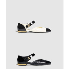 샤넬 램스킨 페이던트 메리제인 플랫슈즈 G38441